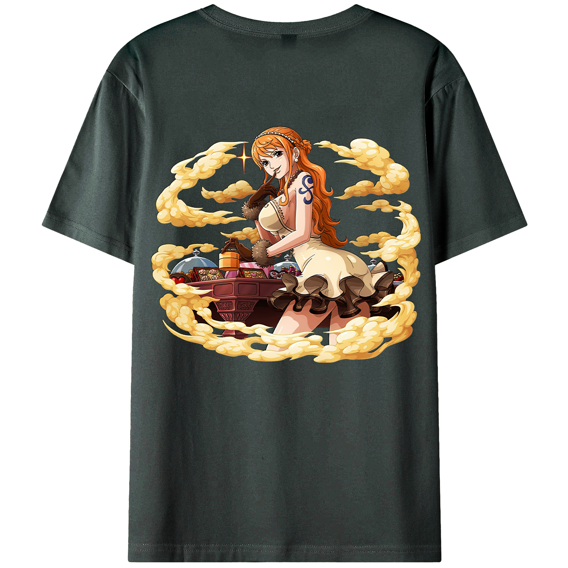 （画像用） ワンピース ナミ ONE PIECE Nami 綿100％ メンズ半袖Tシャツ（バックプリント） 通気性